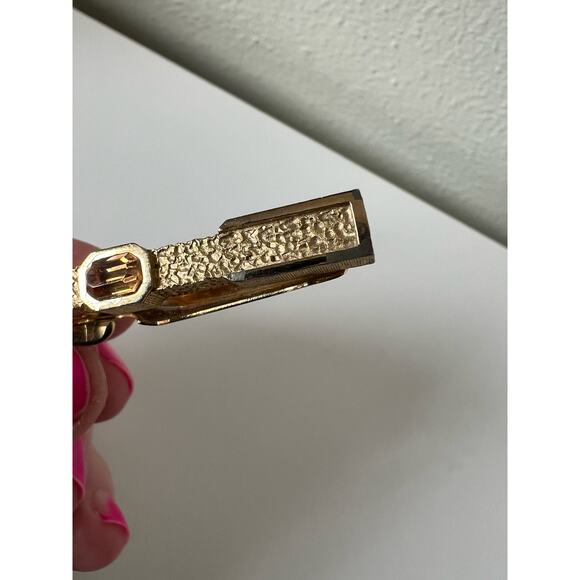 SWANK Gold Tone Citrine Champagne Color Cufflinks Tie Clip Set - Picture 6 of 9